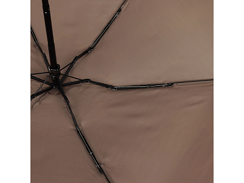 Зонт складной женский TORBER, механика, 5 сложений, коричневый, каркас алюминий, эпонж, пластиковая ручка, диаметр 91 см - рис 5.