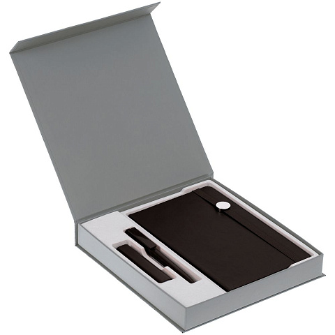 Коробка Arbor под ежедневник, аккумулятор и ручку, светло-серая - рис 3.