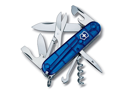 Нож перочинный VICTORINOX Climber, 91 мм, 14 функций, полупрозрачный синий