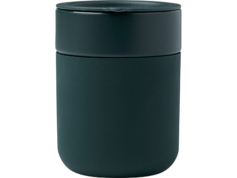 Java керамическая кружка емкостью 330 мл с силиконовой оберткой и пластиковой крышкой - Зеленый - рис 2.