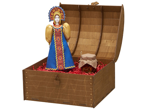 Подарочный набор: кукла фарфоровая, мед, синий - рис 3.