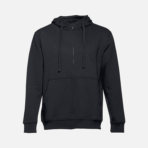 Толстовка мужская на молнии с капюшоном Amsterdam, черная - рис 2.