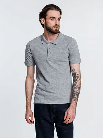 Рубашка поло мужская Adam, серый меланж - рис 6.