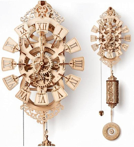 3D-пазл из дерева Wood Trick Настенные часы с маятником