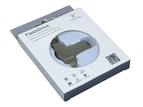 Металлическая флешка для айфона 3 в 1 (i-flash_TYPEC_3_in_1.32.S, I= 32 Гб USB 3.0, Металлический корпус. Без перс.) - рис 3.