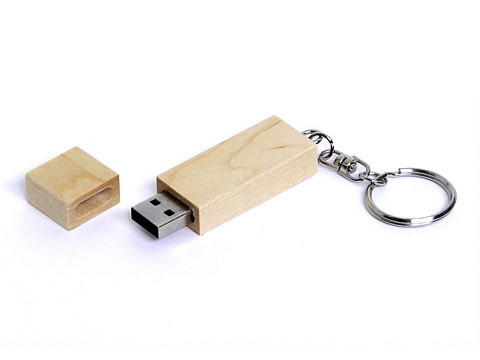 USB-флешка на 64 Гб прямоугольная форма, колпачек с магнитом, натуральный