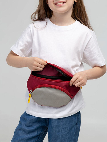 Поясная сумка детская Kiddo, бордовая с серым - рис 7.