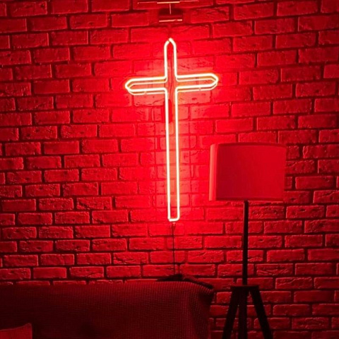 Неоновый настенный светильник "Крест"