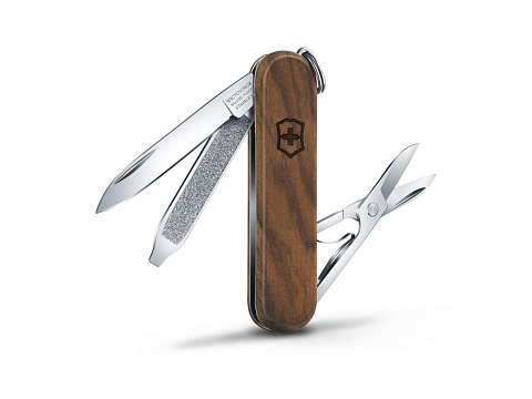 Нож-брелок VICTORINOX Classic SD, 58 мм, 5 функций, деревянная рукоять - рис 2.