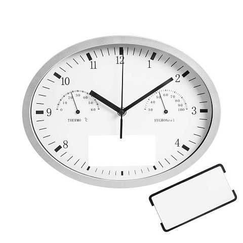 Часы настенные Insert3 с термометром и гигрометром, белые - рис 2.