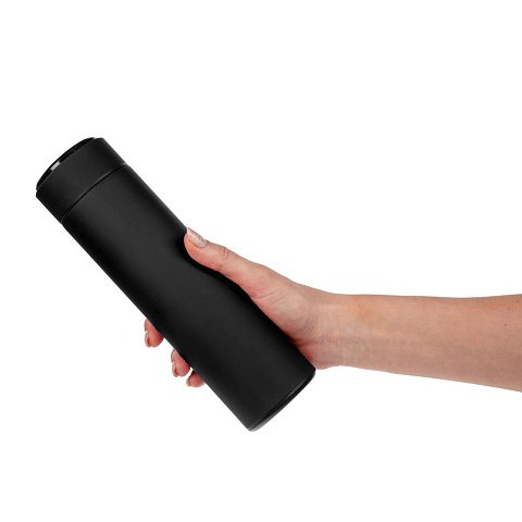 Смарт-бутылка с заменяемой батарейкой Long Therm Soft Touch, черная - рис 8.