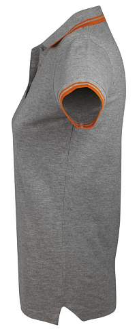Рубашка поло женская Pasadena Women 200 с контрастной отделкой, серый меланж c оранжевым - рис 4.