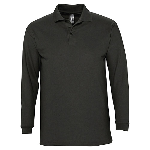 Рубашка поло мужская с длинным рукавом Winter II 210 черная - рис 2.