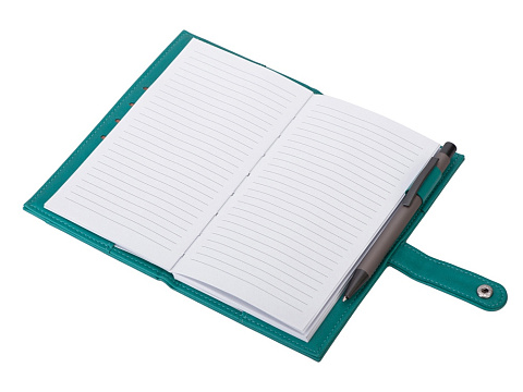 Блокнот-кошелек с сменным блоком А6 Wall Street, 64 листа, бирюзовый - рис 5.