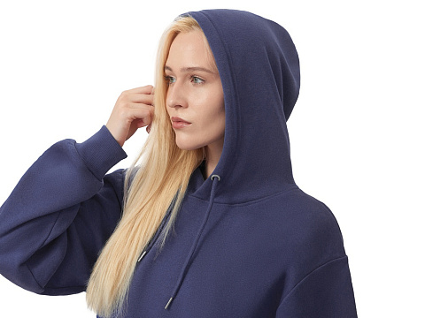 Толстовка с капюшоном оверсайз Lisbon унисекс, темно-синий - рис 8.