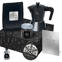 Подарочный набор с гейзерной кофеваркой, кофе и диффузором