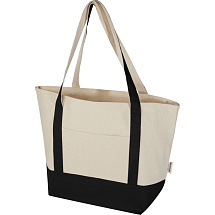 Sam эко- сумка из переработанного хлопка, сертифицированного согласно GRS, плотностью 320 г/м² - сплошной черный / Натуральный