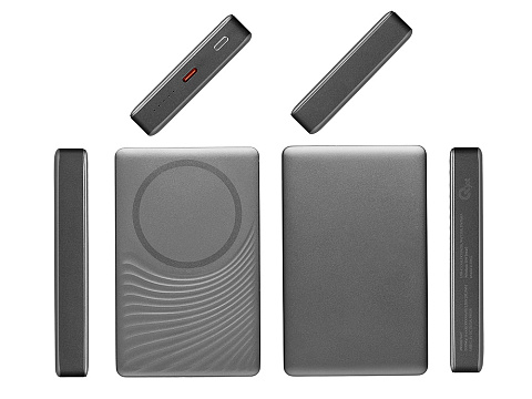 Магнитный беспроводной внешний аккумулятор, QC/PD Сёрф, 10000 мАч, серый - рис 3.