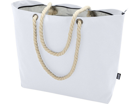 Panama пляжная эко-сумка-холодильник из переработанного материала, с ручками-шнурками 23L, белый - рис 4.