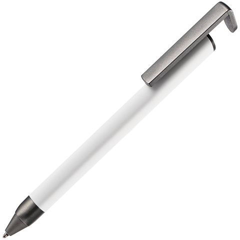 Ручка шариковая Standic с подставкой для телефона, белая - рис 2.