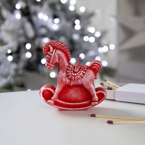 Свеча фигурная «Лошадка-качалка», красная - рис 5.