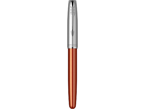 Ручка-роллер Parker Sonnet Essentials Orange SB Steel CT, цвет чернил black,перо: F, в подарочной упаковке. - рис 5.