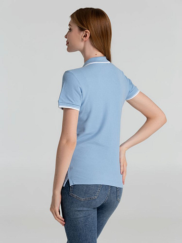 Рубашка поло женская Practice Women 270, голубая с белым - рис 5.