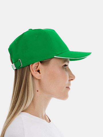 Бейсболка Classic 2.0, ярко-зеленая с белым кантом - рис 8.
