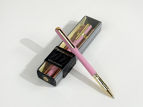 Ручка пластиковая шариковая Parliament, 0,7 мм, синие чернила, розовый/золотистый - рис 5.