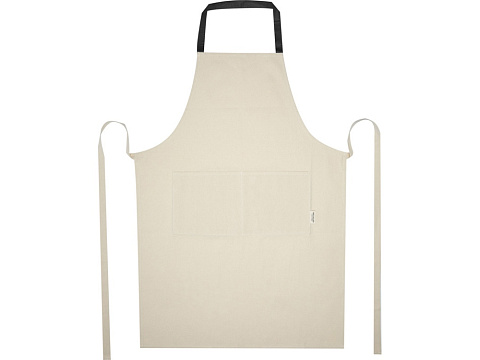 Nia фартук из переработанного хлопка плотностью 200 г/м² - сплошной черный - рис 2.