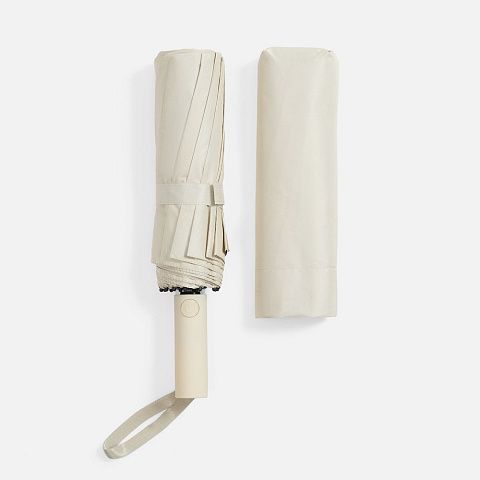 Зонт складной с УФ-защитой Ribstar, бежевый - рис 5.