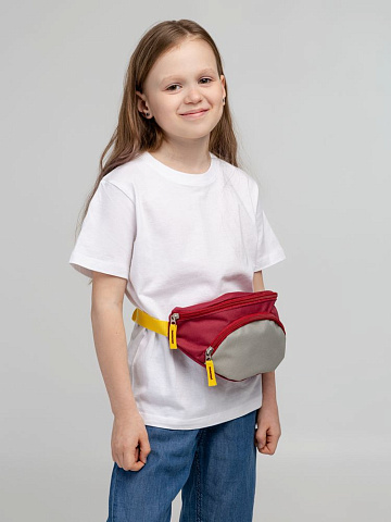 Поясная сумка детская Kiddo, бордовая с серым - рис 6.