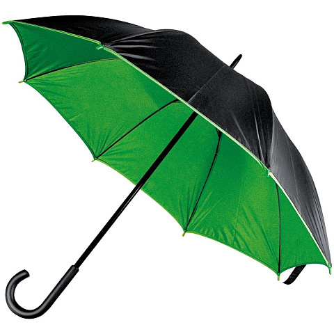 Зонт-трость Downtown, черный с зеленым - рис 2.