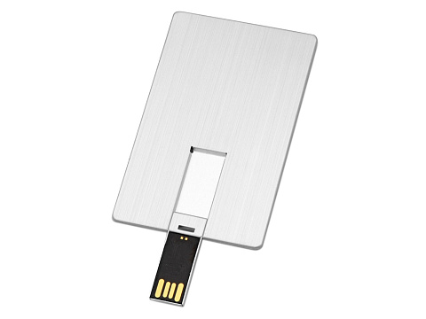 Флеш-карта USB 2.0 16 Gb в виде металлической карты Card Metal, серебристый - рис 2.