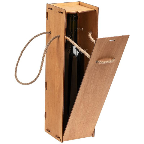Деревянная коробка под бутылку подарочная с ручками - рис 2.