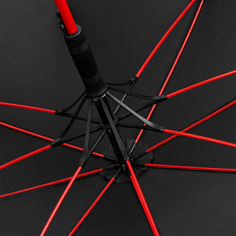 Зонт-трость с цветными спицами Color Style, красный с черной ручкой - рис 5.