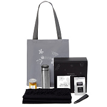 Подарочный набор Re:f. Walk с палантином, шоппером и термосом, черный