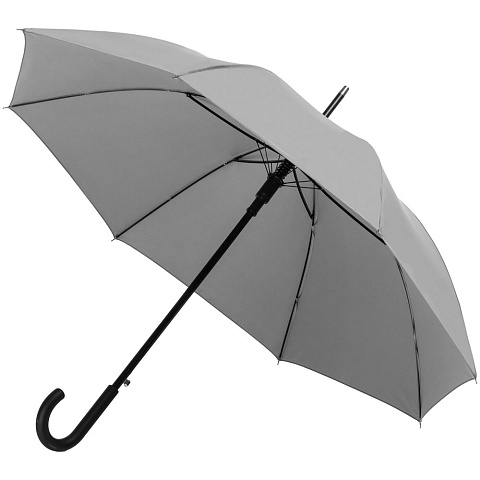 Зонт-трость Manifest со светоотражающим куполом, серый - рис 3.