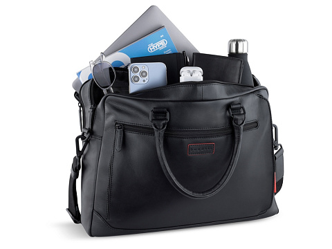 Портфель мужской BUGATTI КЛАРК | CLARK, чёрный, воловья кожа/полиэстер, 40х9,5х29 см, 10 л - рис 5.