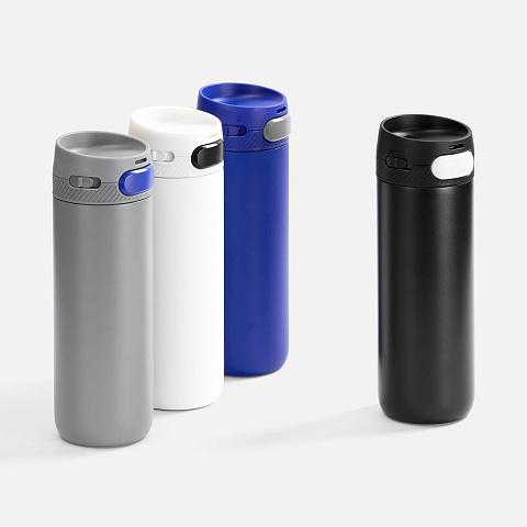 Термостакан X1 с цветной кнопкой, синий с серым - рис 7.