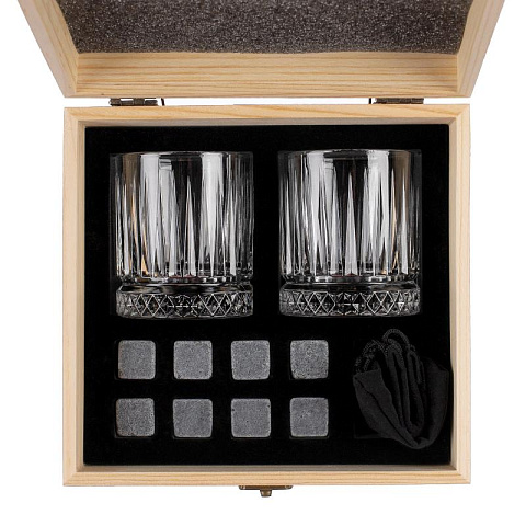 Набор бокалов для виски с охлаждающими камнями в деревянном ящике - рис 2.