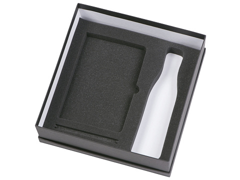 Подарочный набор с блокнотом С2, металлической ручкой и термобутылкой, темно-синий - рис 3.