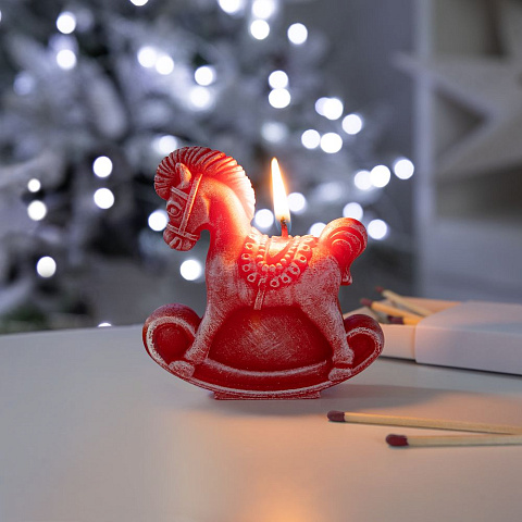 Свеча фигурная «Лошадка-качалка», красная - рис 6.