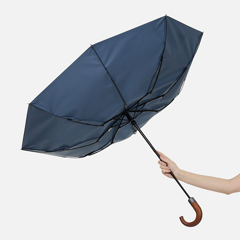 Зонт складной Classic, темно-синий с темной ручкой - рис 5.