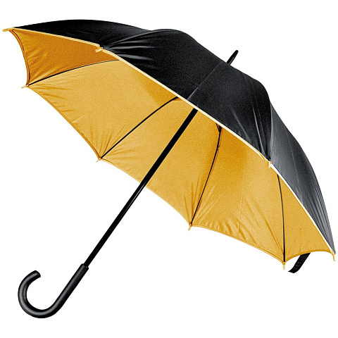 Зонт-трость Downtown, черный с золотистым - рис 2.