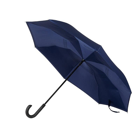 Зонт наоборот трость Flower синий - рис 2.
