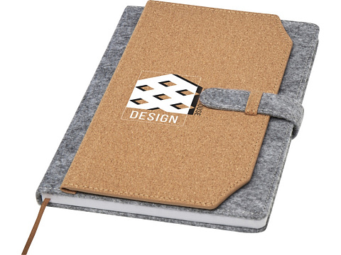 Viviana блокнот формата А5 из переработанного фетра и пробкового дуба - Натуральный - рис 4.