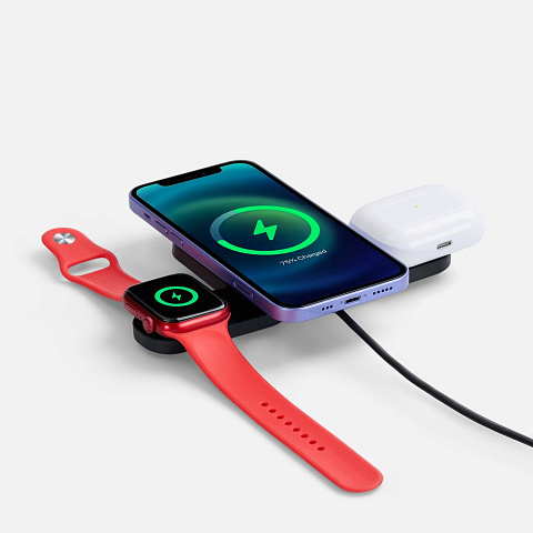 Складная станция беспроводной зарядки Trilogic, черная - рис 4.