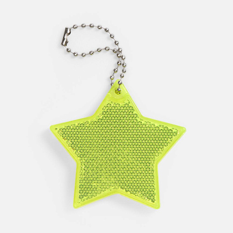 Пешеходный светоотражатель с цепочкой «Звезда», желтый неон - рис 2.