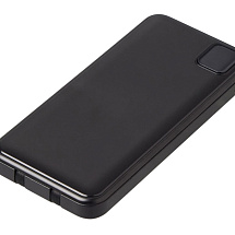 Внешний аккумулятор со встроенными кабелями Фрэйм Квик, быстрая зарядка, 10000мач, черный